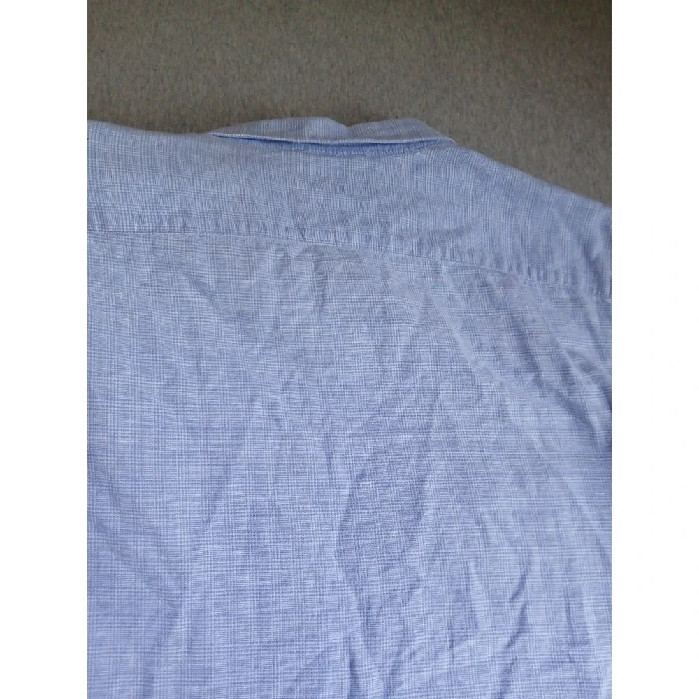 Banana Republic Shirt Mens Large Linen Button Down Preppy Blue Casual Slim Fit